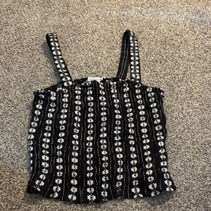 American Eagle Outfitters Black and White Floral Tank Top